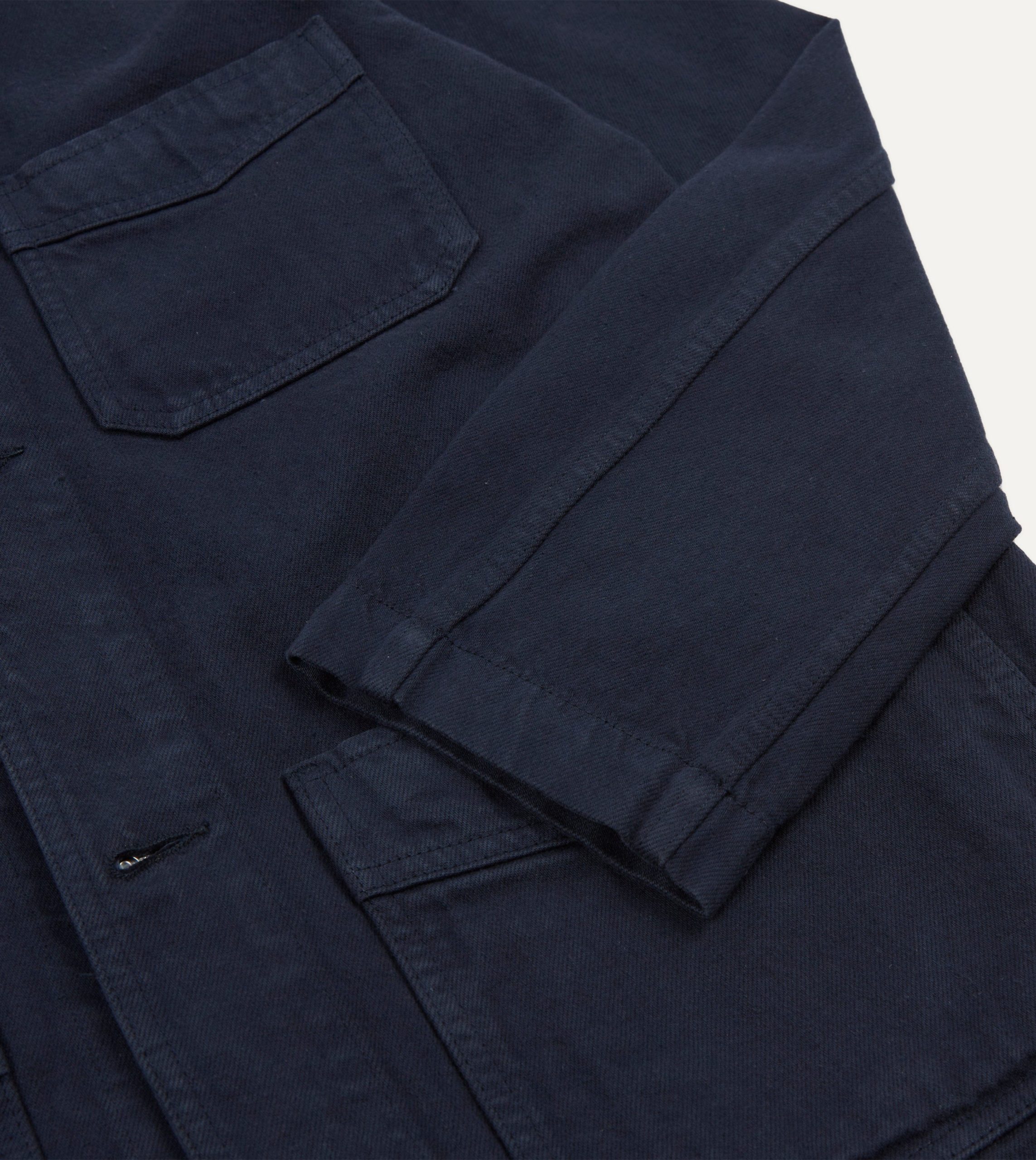 Navy Heavy Twill Cotton Five-Pocket Chore Jacket - Image 4