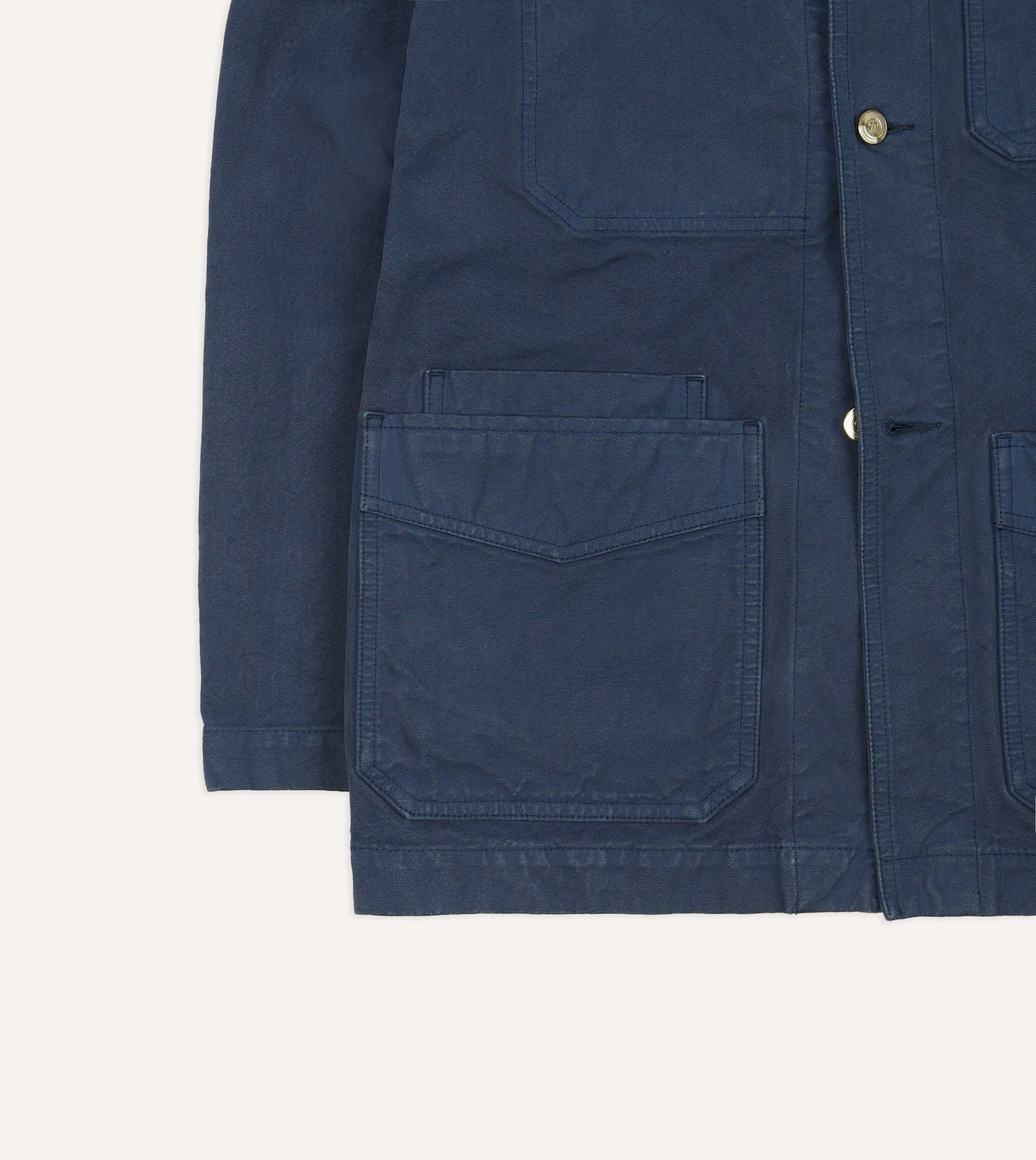 Navy Cotton Duck Canvas Five-Pocket Chore Jacket - Image 6