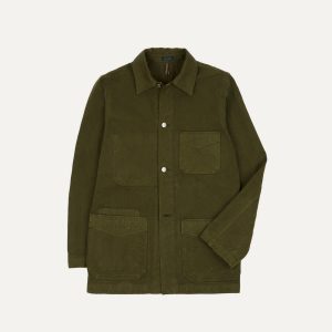 Olive Cotton Duck Canvas Five-Pocket Chore Jacket