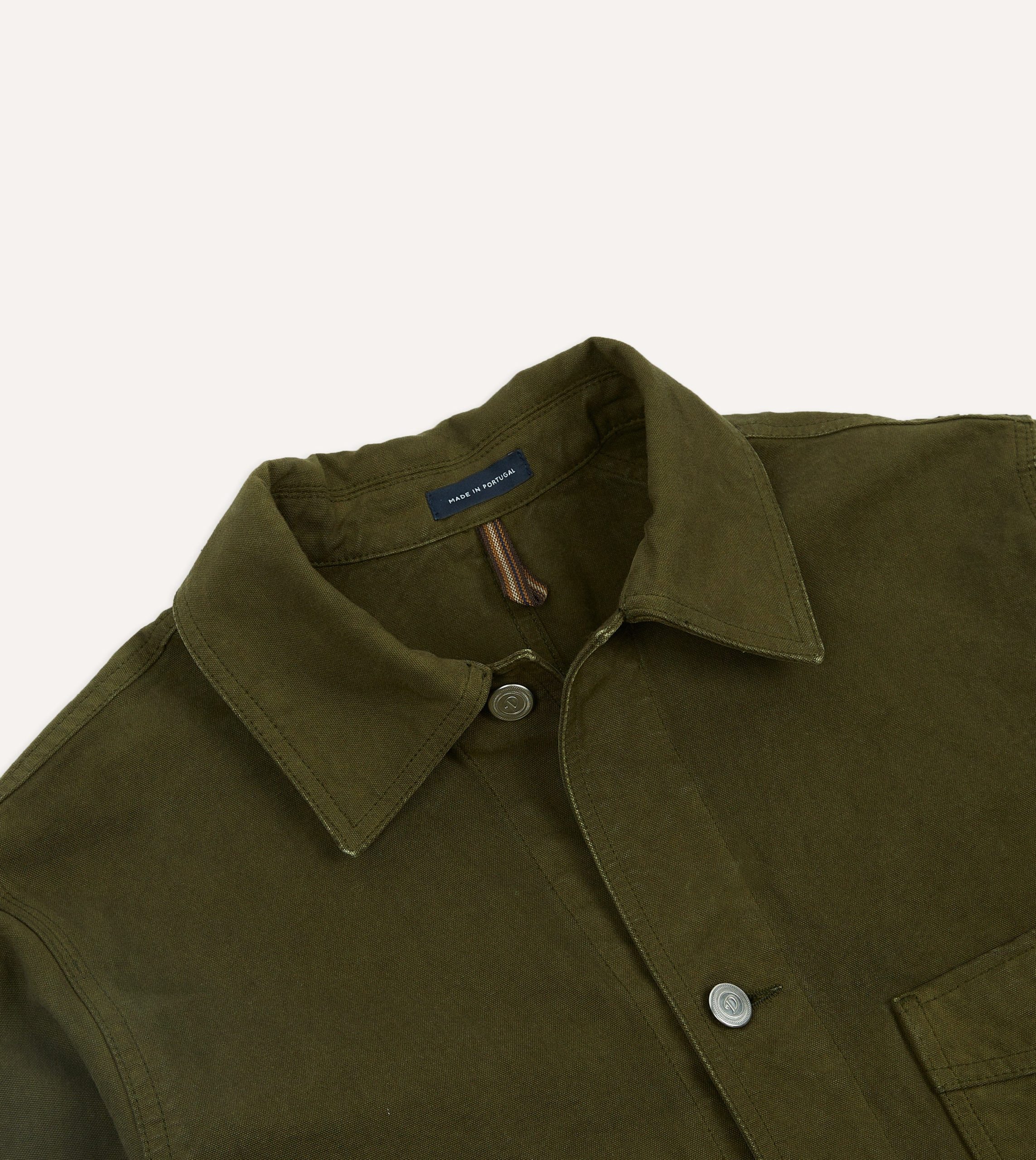 Olive Cotton Duck Canvas Five-Pocket Chore Jacket - Image 3