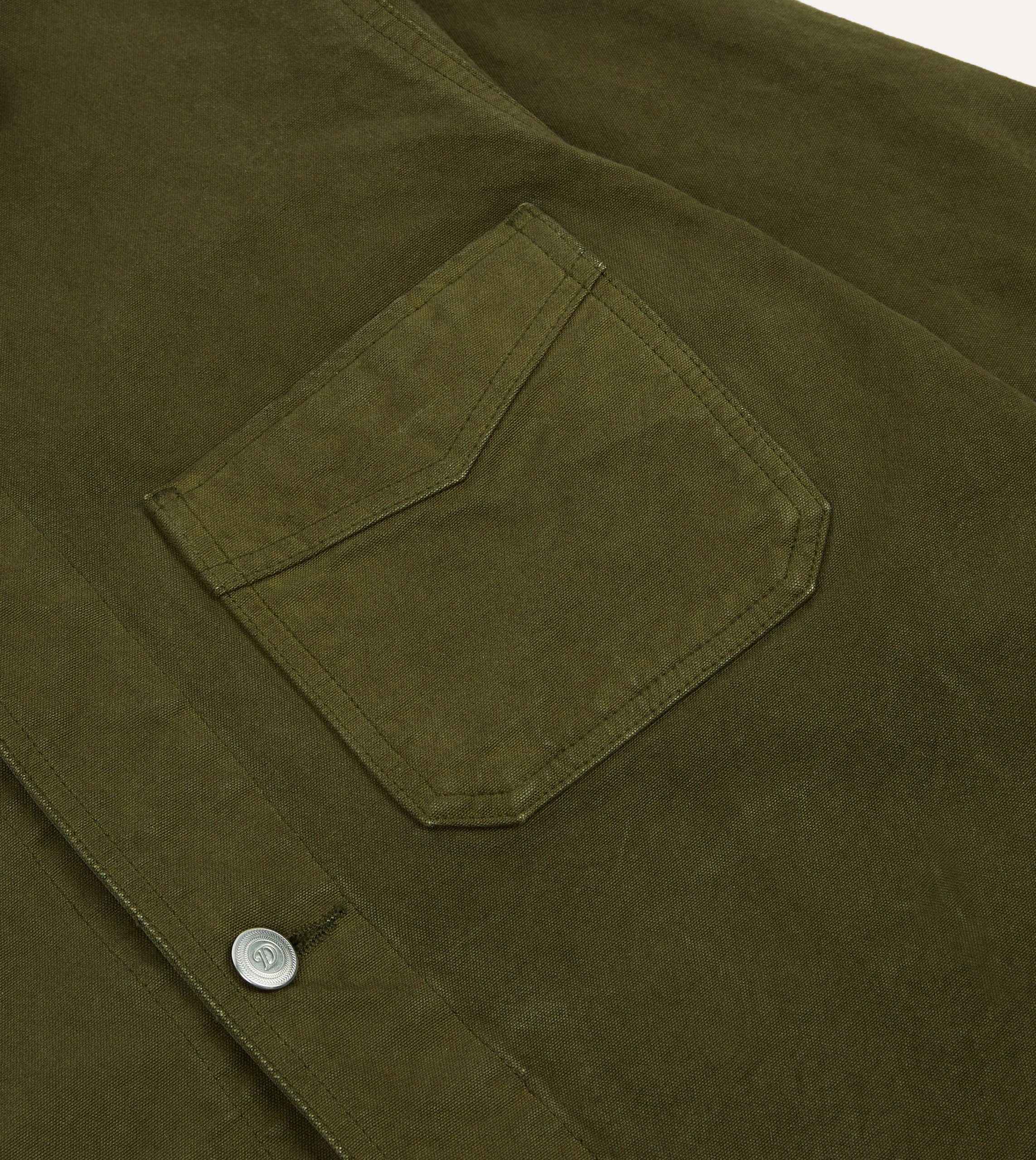 Olive Cotton Duck Canvas Five-Pocket Chore Jacket - Image 4