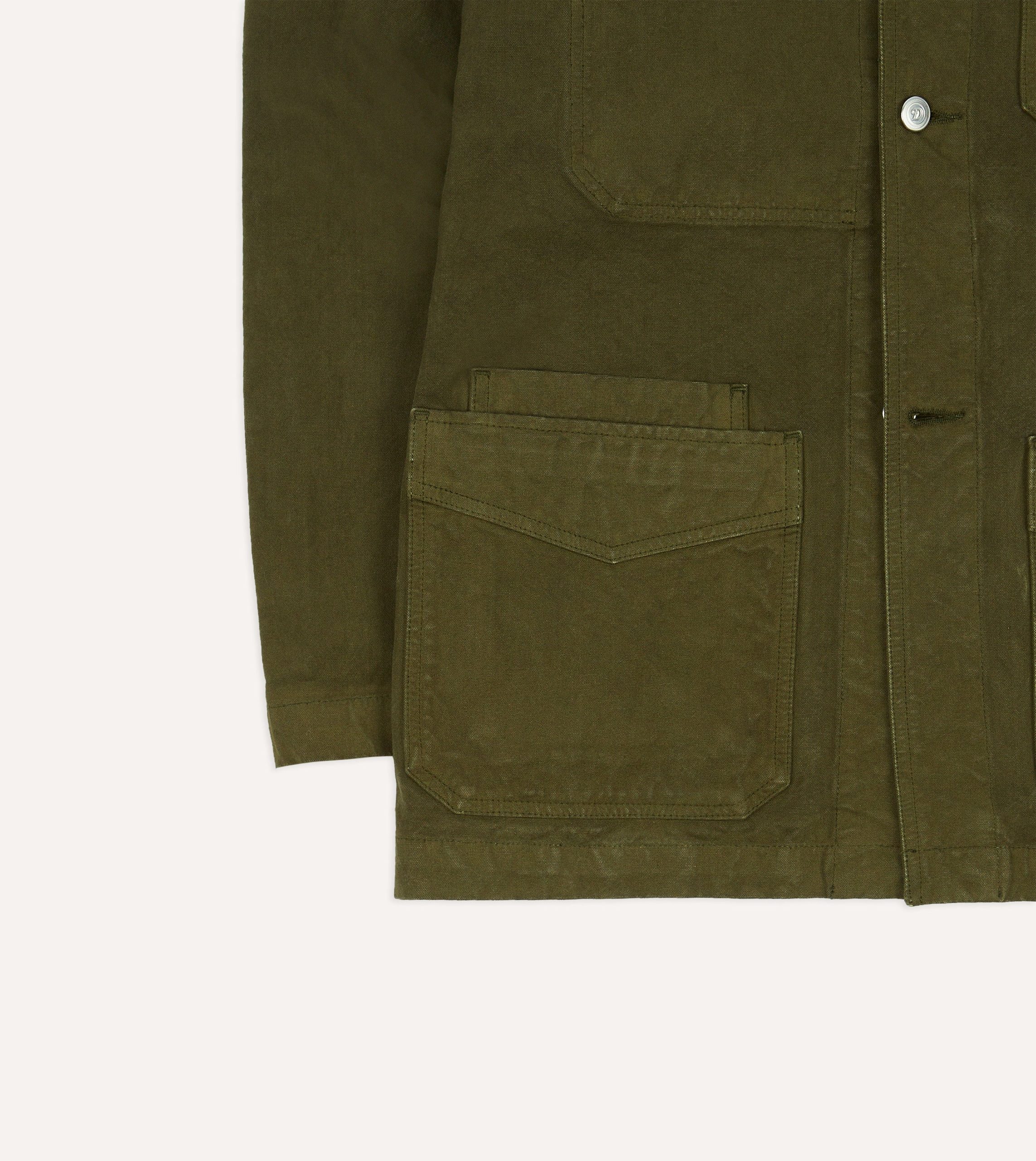 Olive Cotton Duck Canvas Five-Pocket Chore Jacket - Image 6