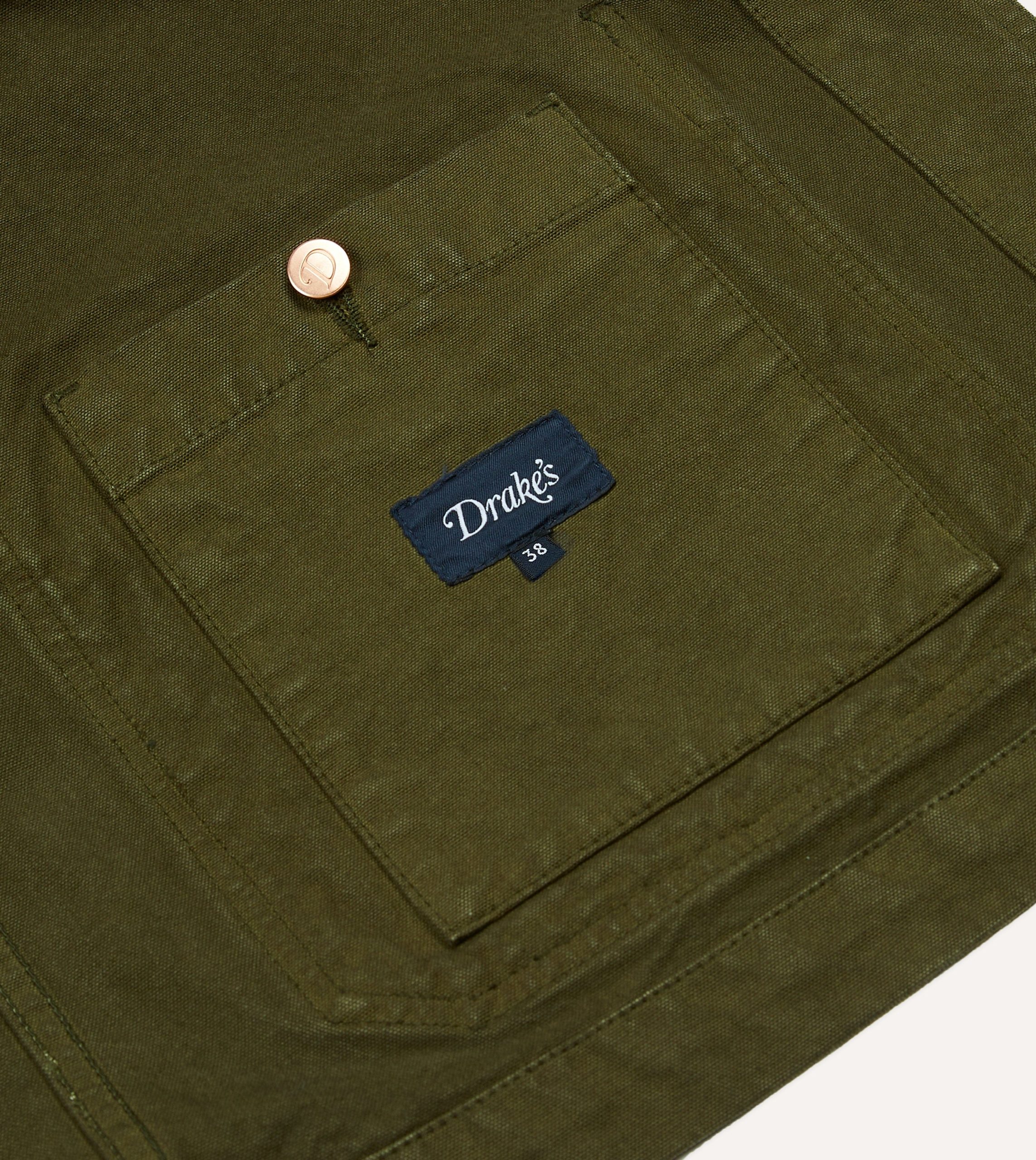 Olive Cotton Duck Canvas Five-Pocket Chore Jacket - Image 7