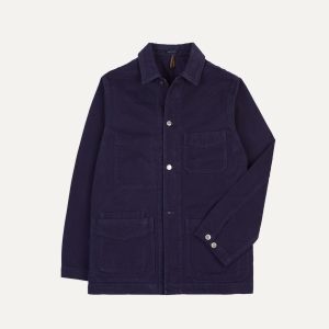 French Blue Heavy Twill Cotton Five-Pocket Chore Jacket
