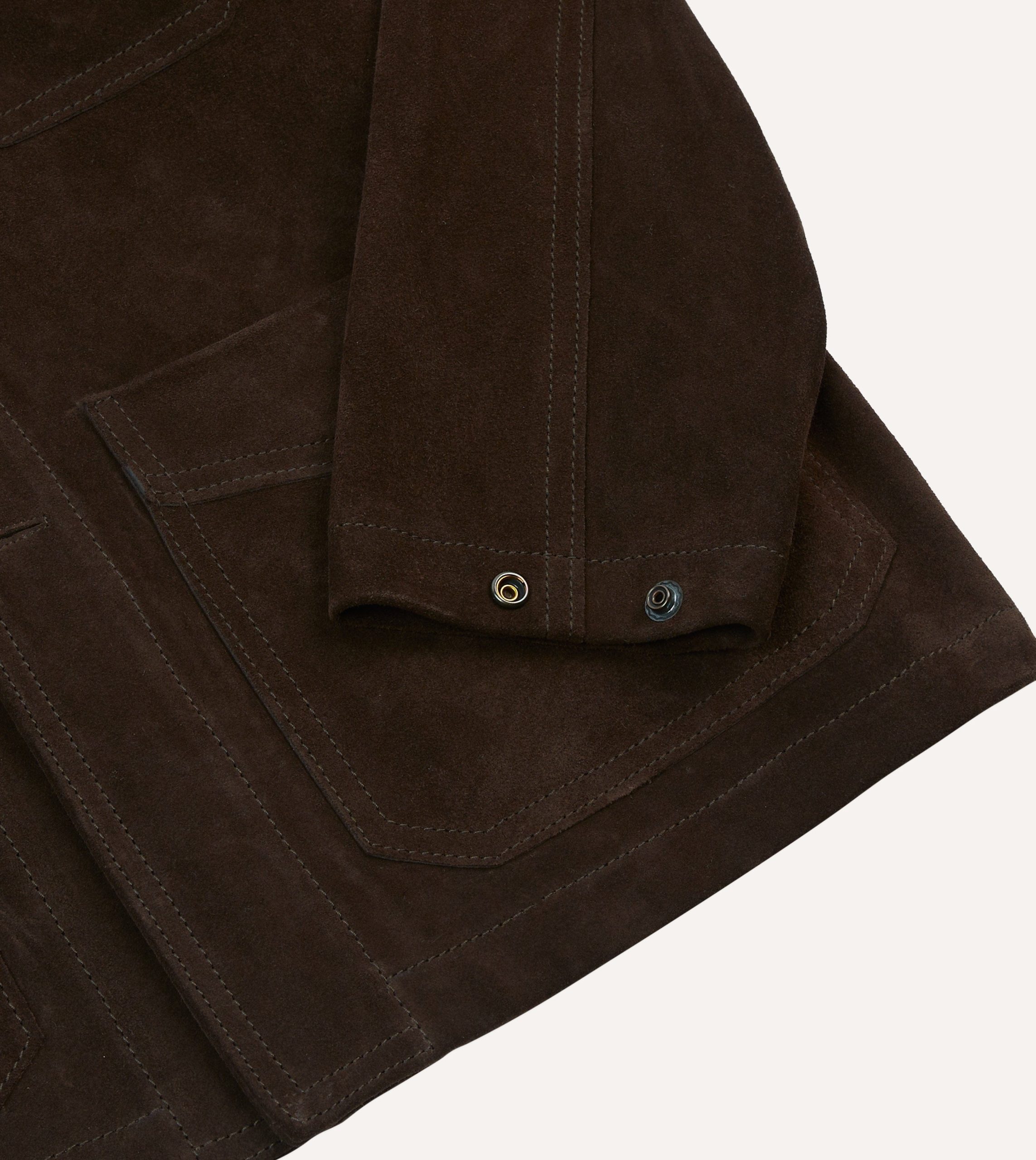 Chocolate Brown Heavyweight Suede Five-Pocket Chore Jacket - Image 5