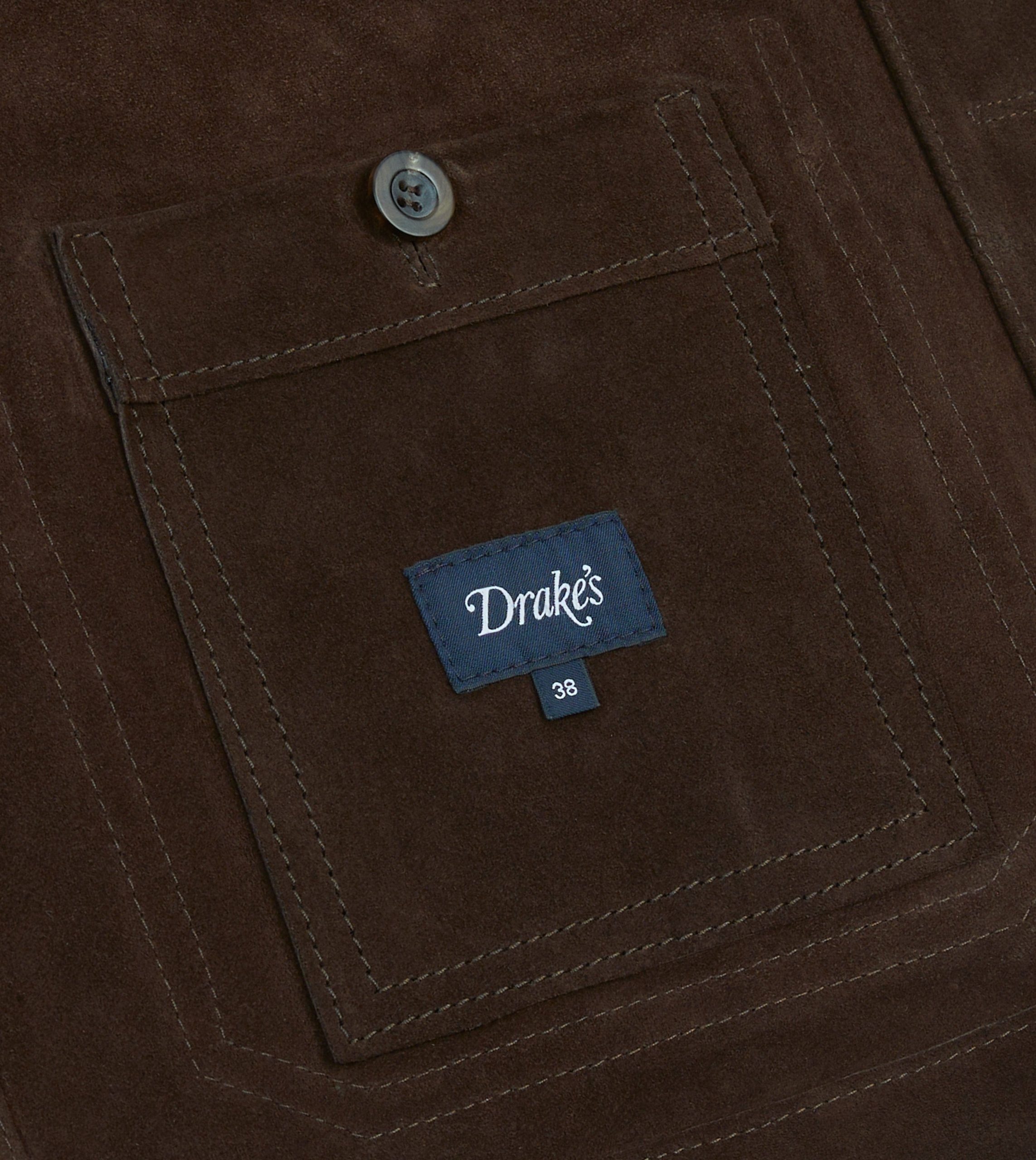 Chocolate Brown Heavyweight Suede Five-Pocket Chore Jacket - Image 7