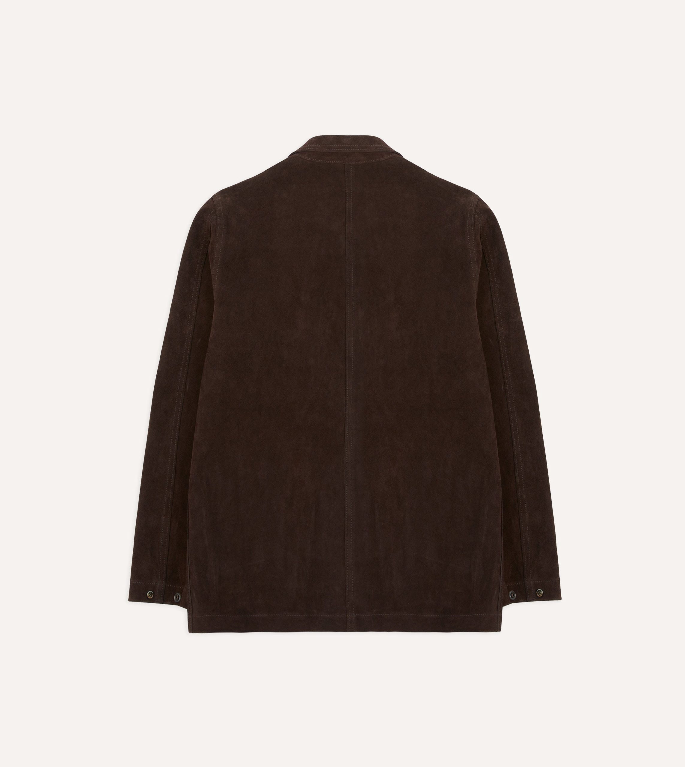 Chocolate Brown Heavyweight Suede Five-Pocket Chore Jacket - Image 8