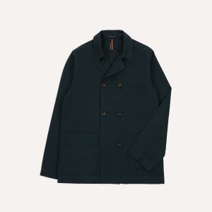 Navy Cotton Double-Breasted Chore Coat