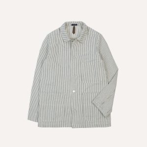 Navy and Ecru Stripe Cotton Stoker Jacket