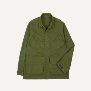 Olive Herringbone Cotton Jungle Jacket