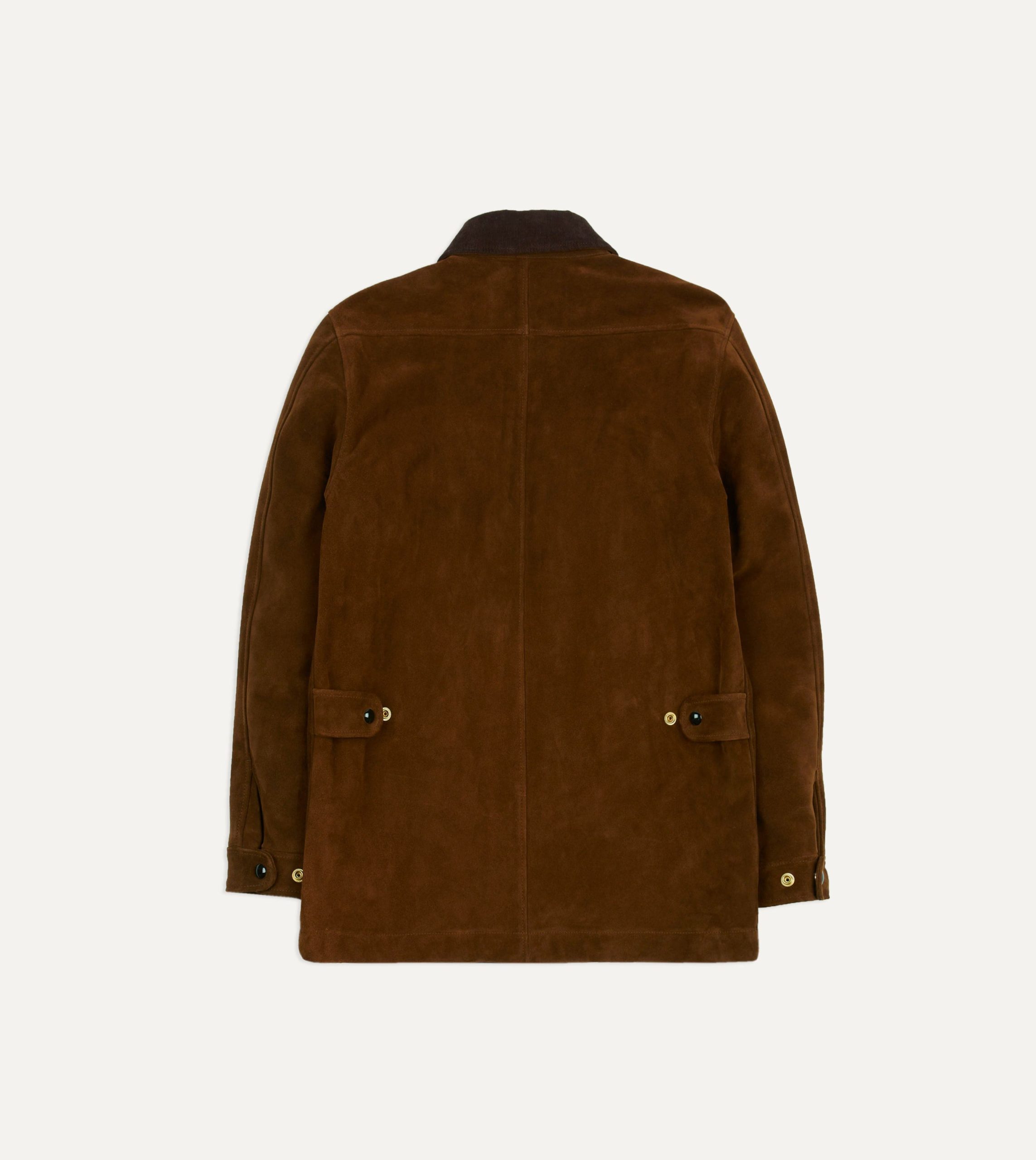 Brown Suede Car Coat with Blanket Lining - Image 7