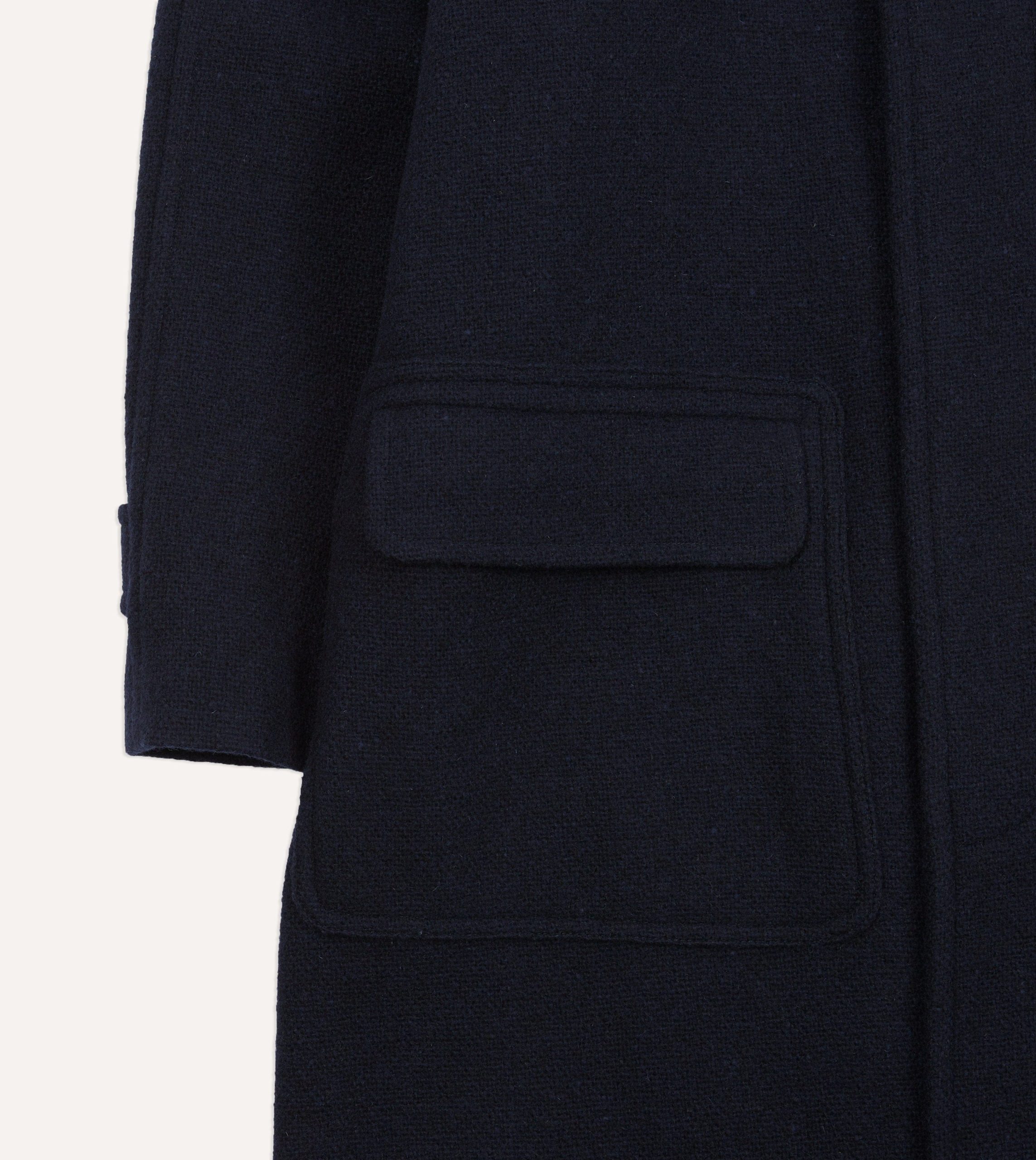 Navy Wool Raglan Coat - Image 5