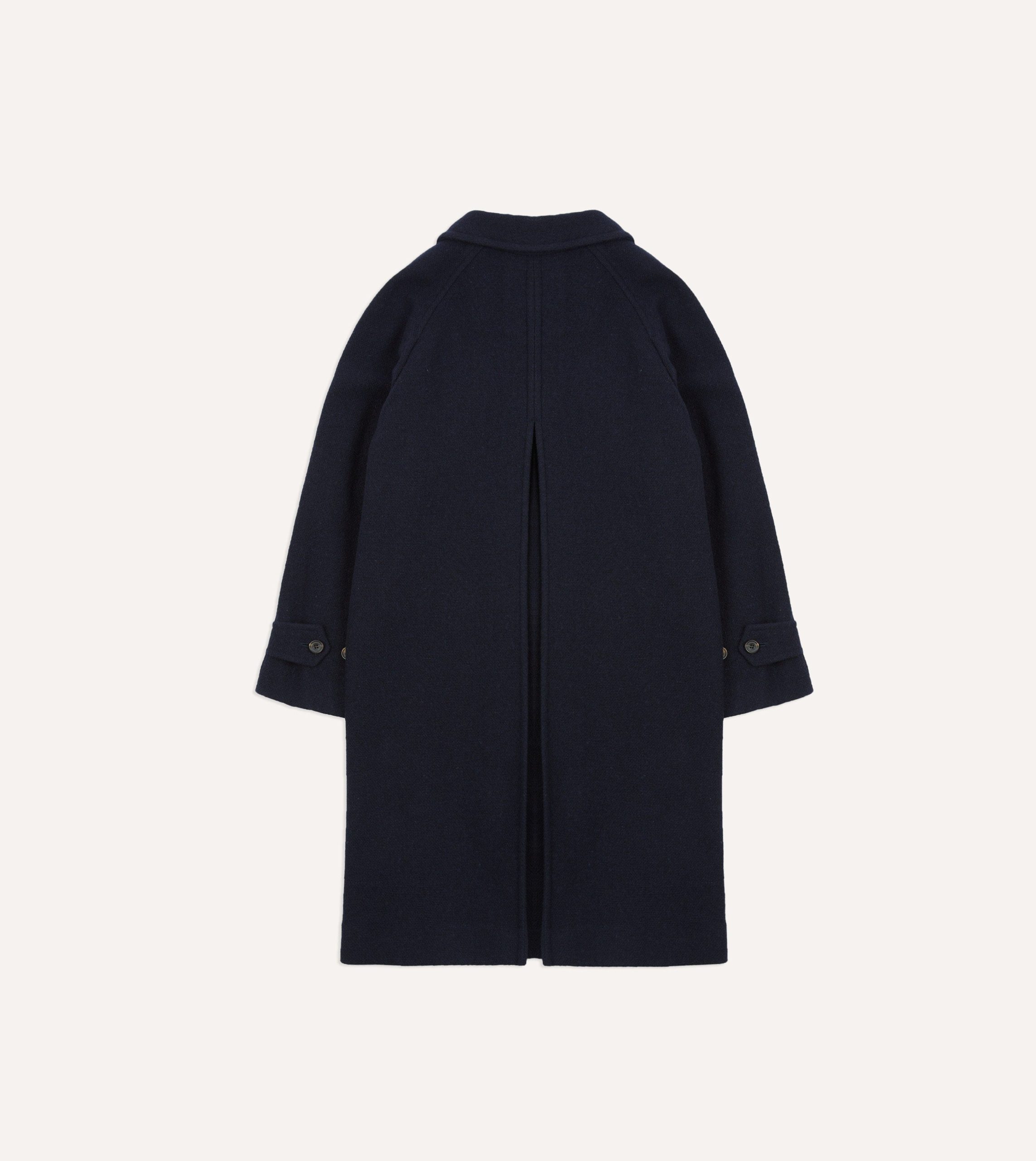 Navy Wool Raglan Coat - Image 8