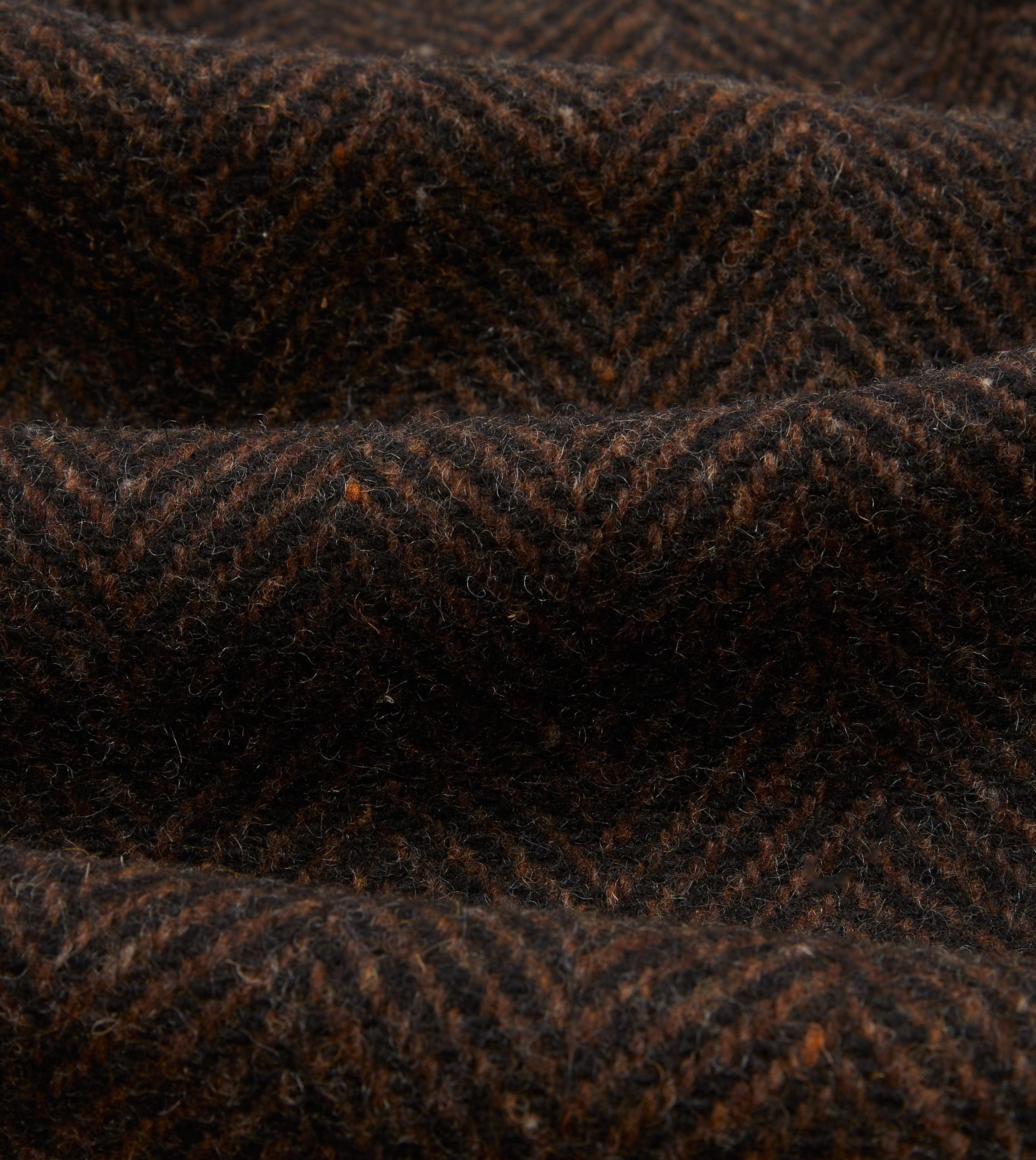 Brown Herringbone Wool Raglan Coat - Image 2
