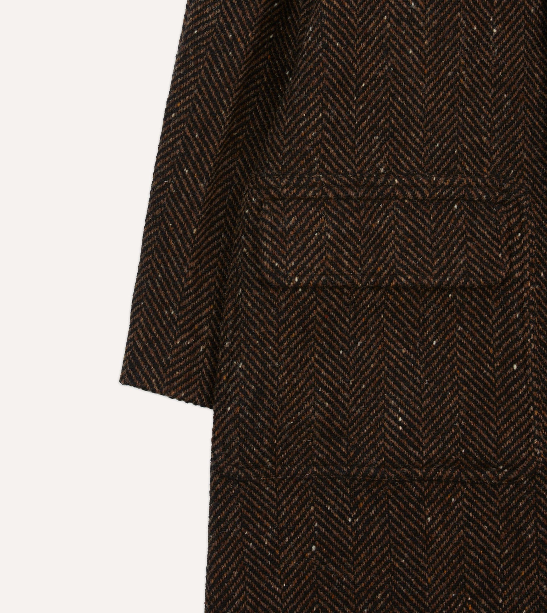 Brown Herringbone Wool Raglan Coat - Image 3