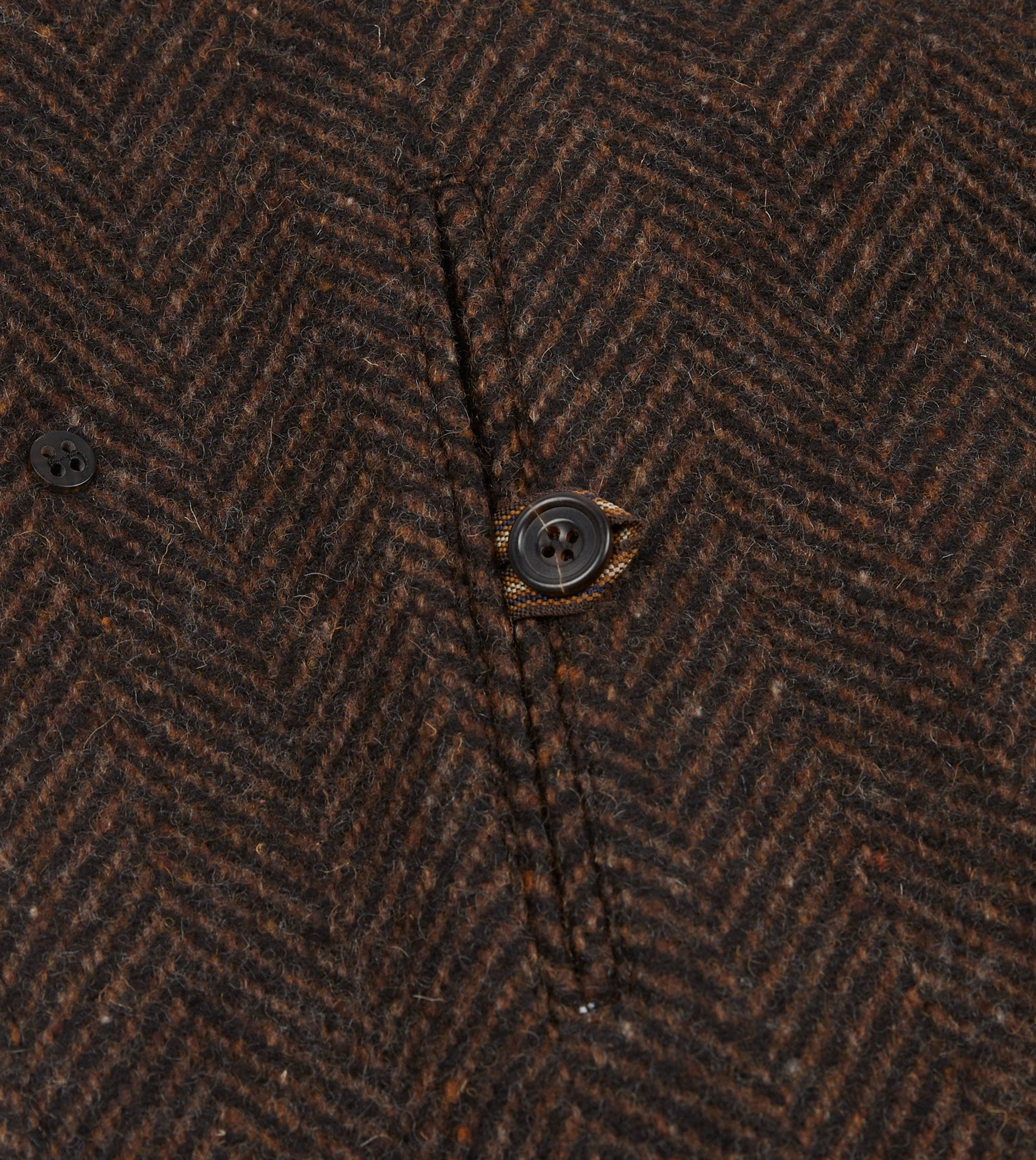 Brown Herringbone Wool Raglan Coat - Image 5