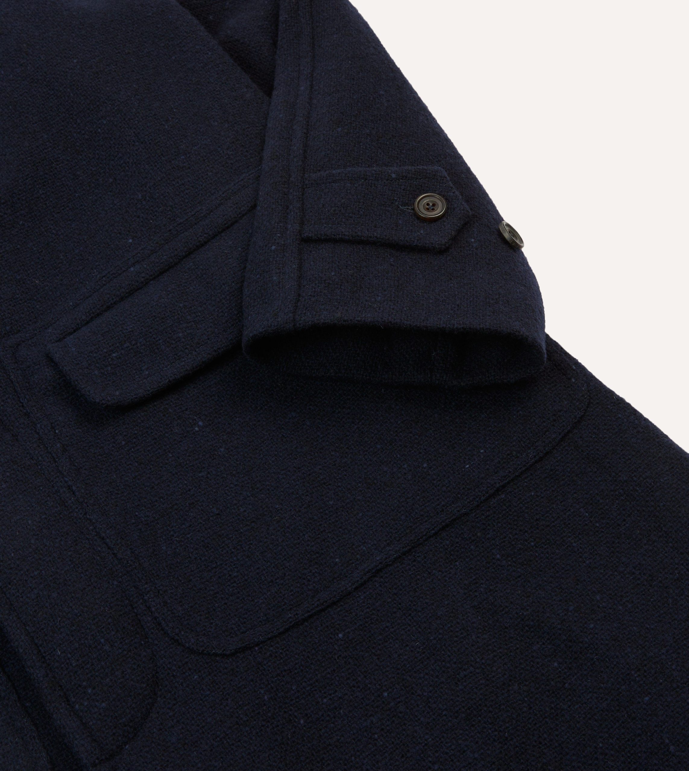 Navy Donegal Wool Raglan Coat - Image 4