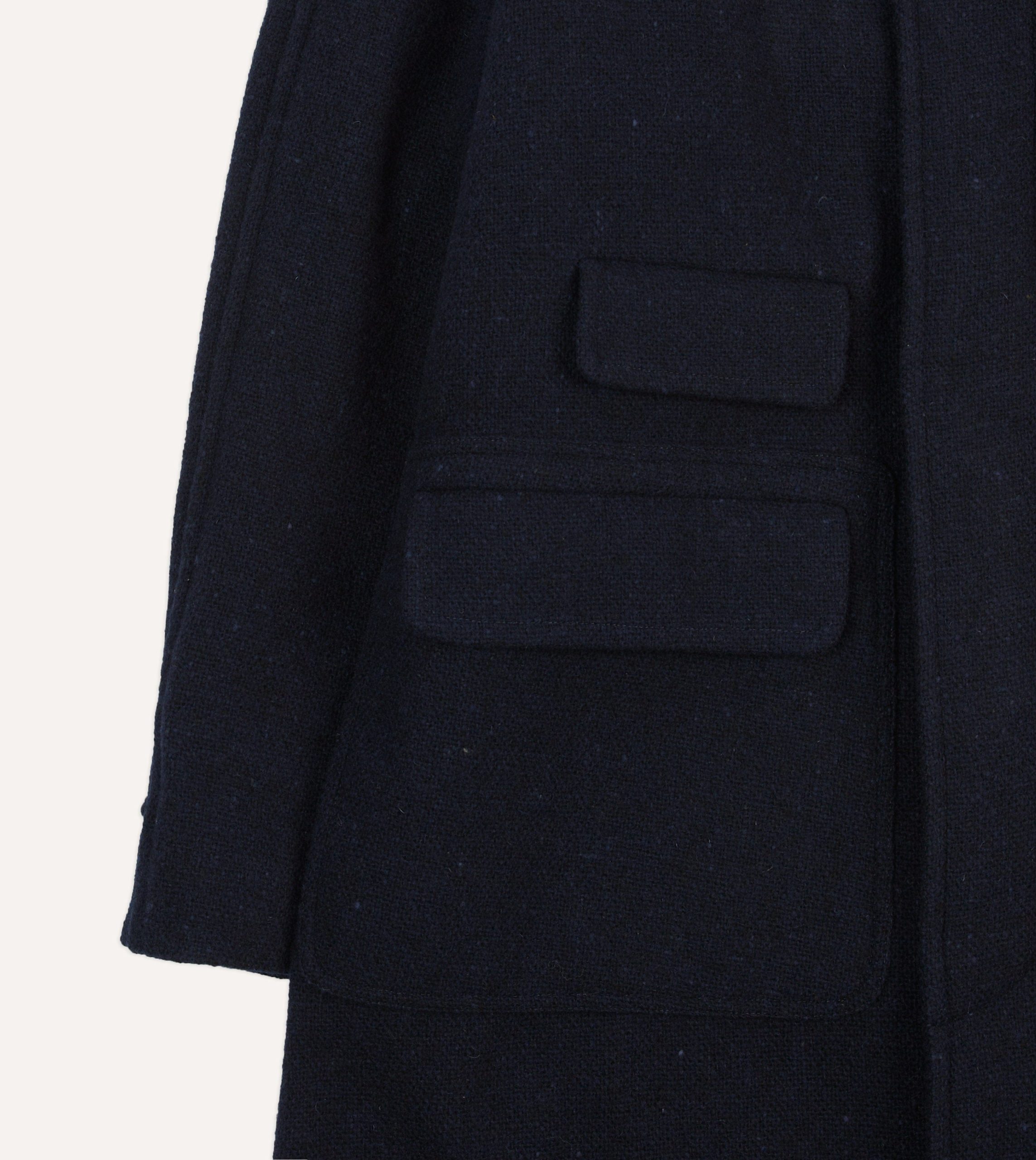Navy Donegal Wool Raglan Coat - Image 5