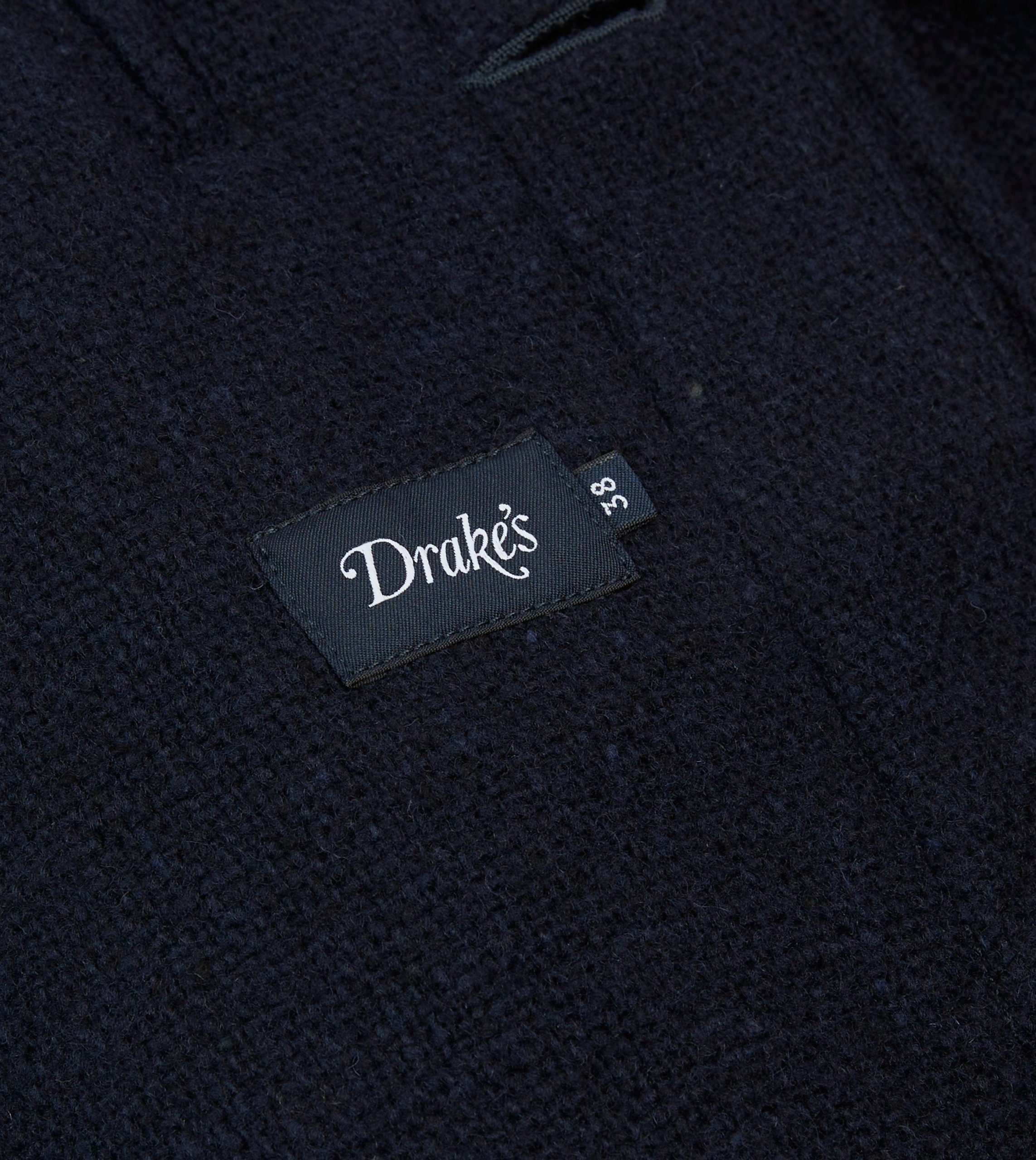 Navy Donegal Wool Raglan Coat - Image 8