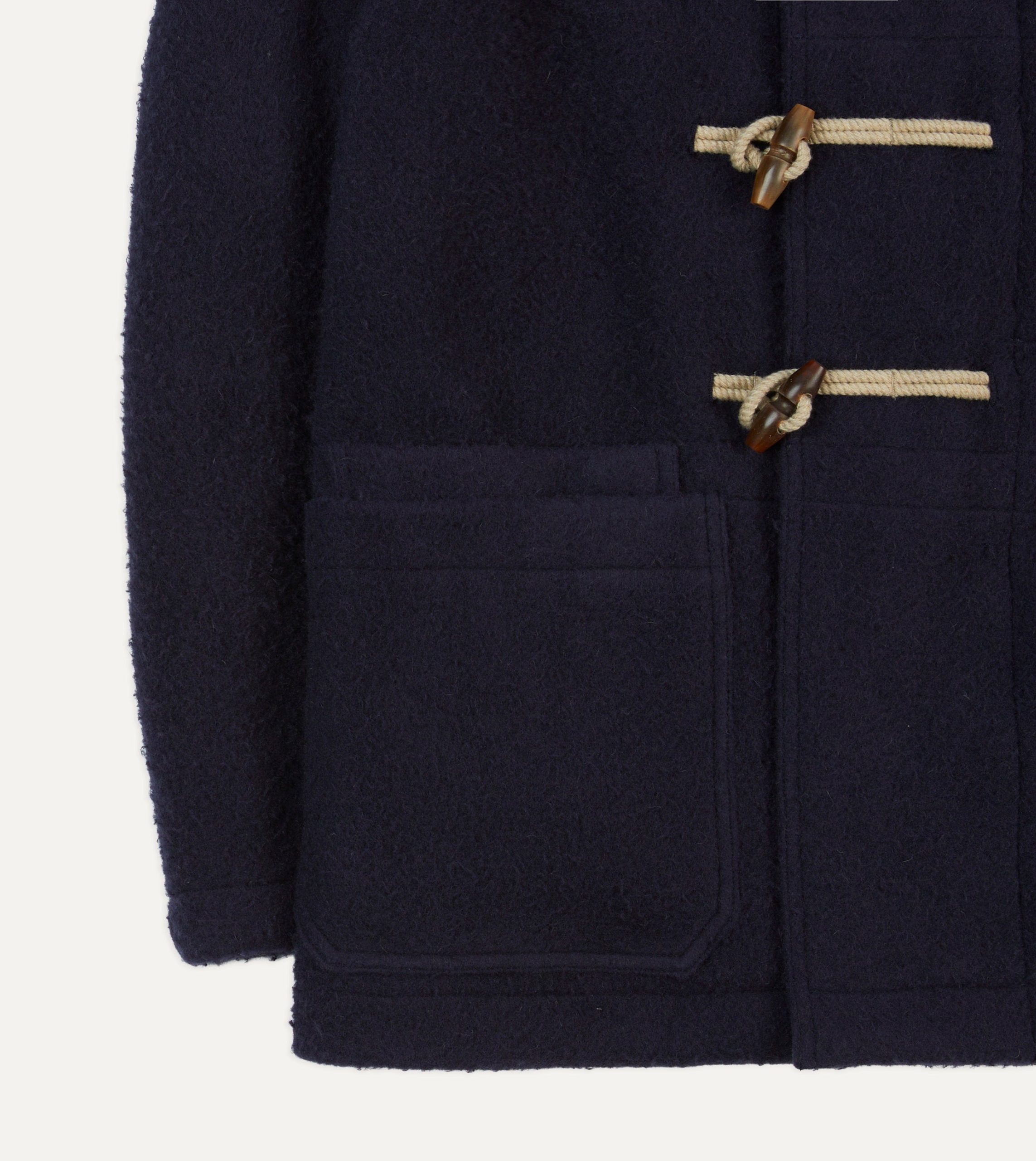 Navy Casentino Wool Short Duffle Coat - Image 6