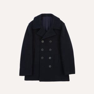 Navy Wool Double-Breasted Peacoat