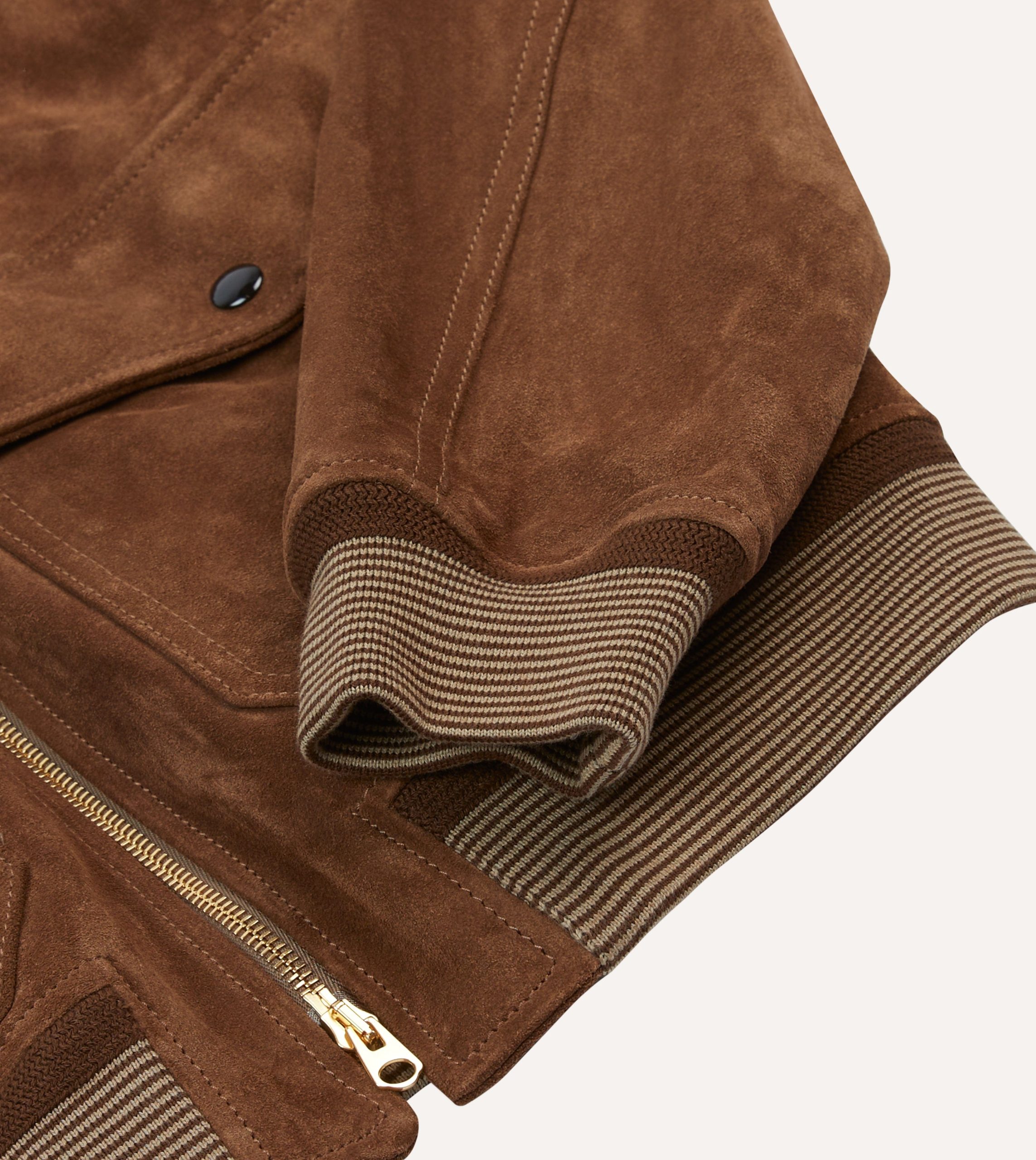Tobacco Heavyweight Suede A-2 Bomber Jacket - Image 5