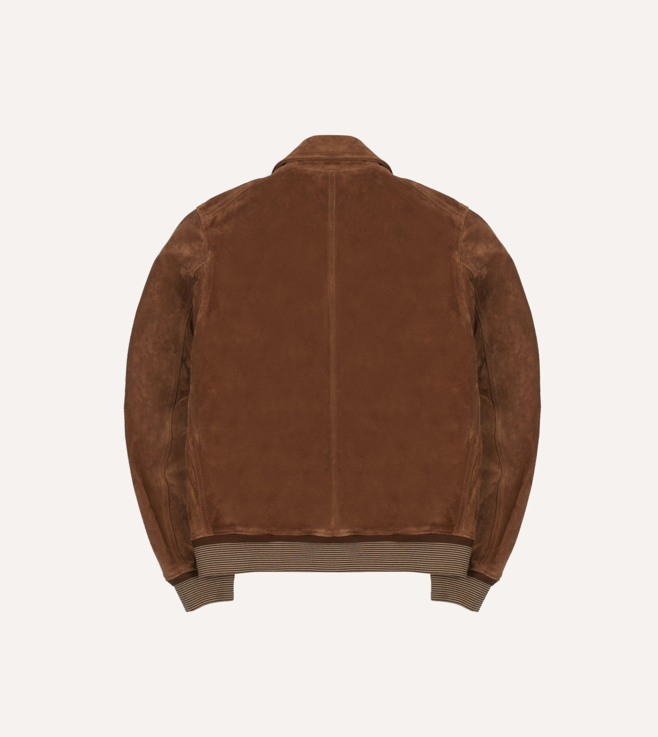 Tobacco Heavyweight Suede A-2 Bomber Jacket - Image 8