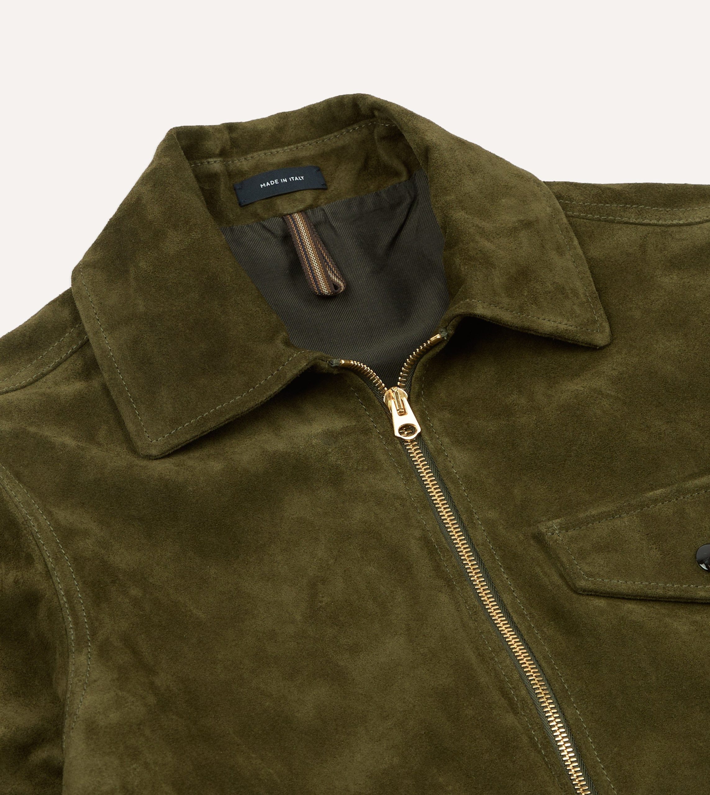 Green Heavyweight Suede A-2 Bomber Jacket - Image 3