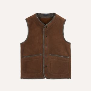 Brown Suede Shearling Vest