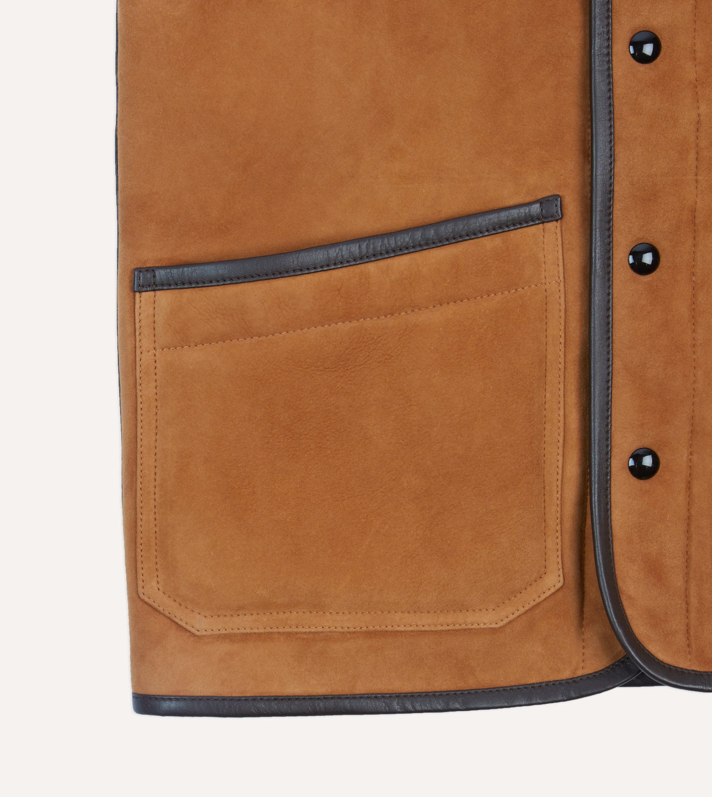 Tan Suede Shearling Vest - Image 5