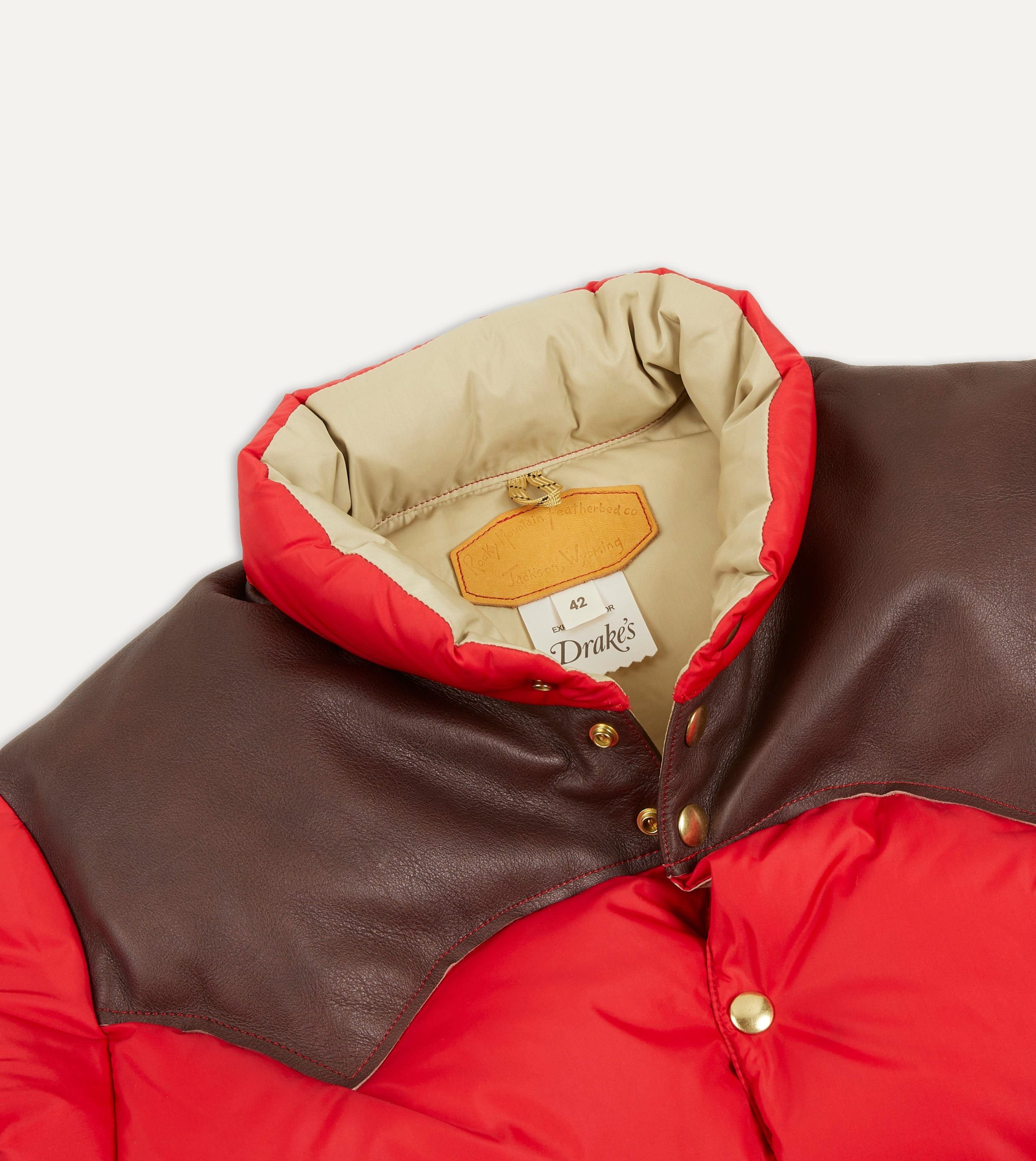 Rocky Mountain Featherbed for Drake's Red Nylon Leather Christy Down Jacket - Image 3