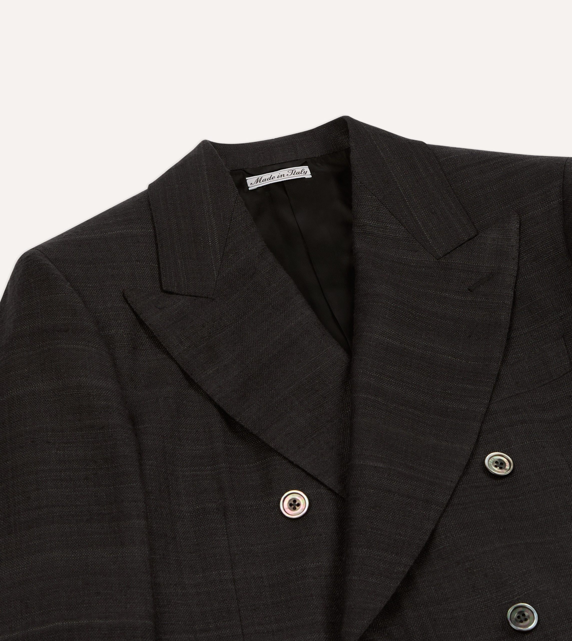 Black Tussah Silk Double-Breasted Evening Jacket - Image 3