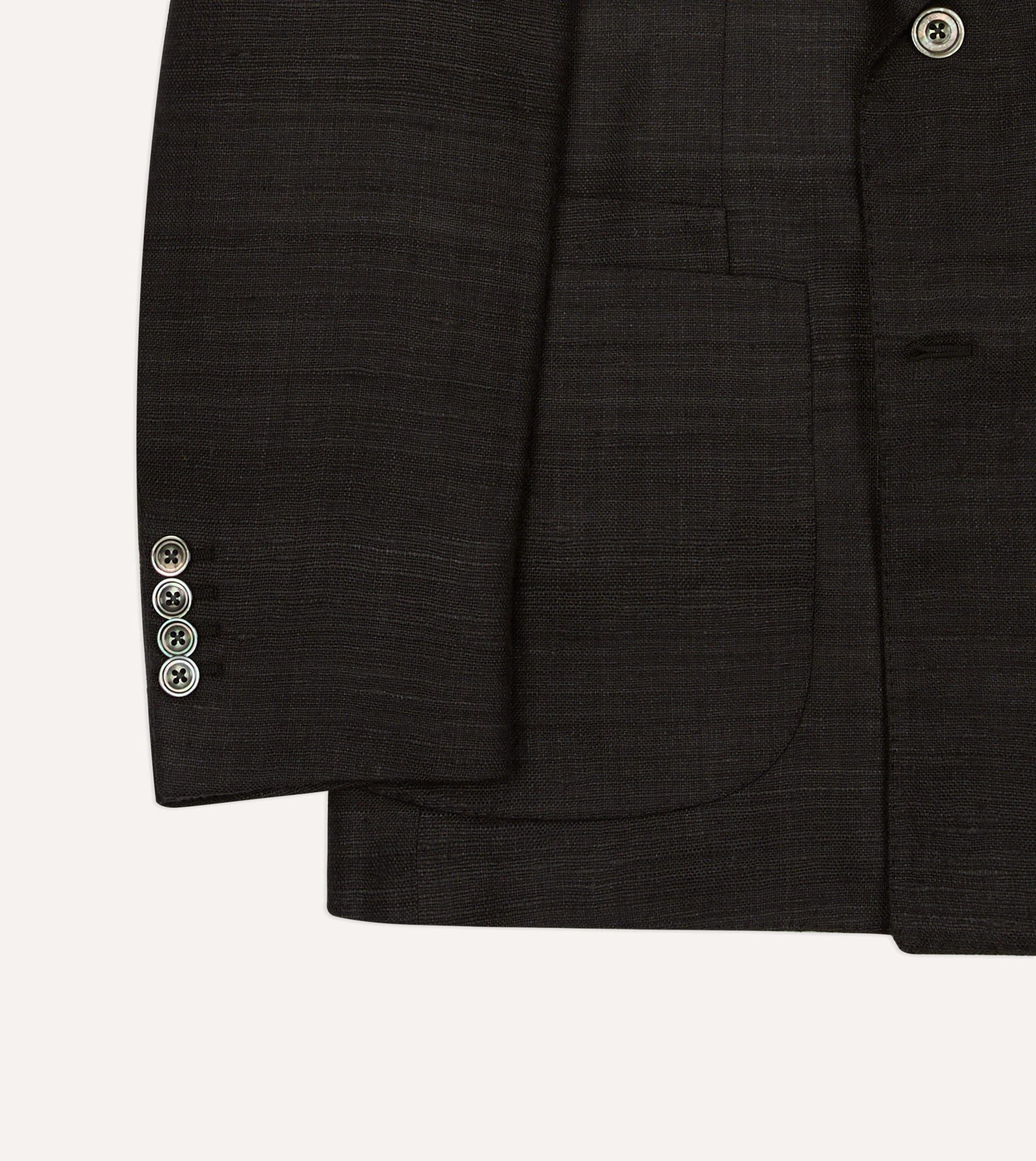 Black Tussah Silk Double-Breasted Evening Jacket - Image 6