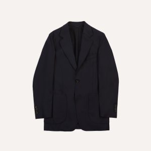 Navy Wool Flannel Tailored Jacket