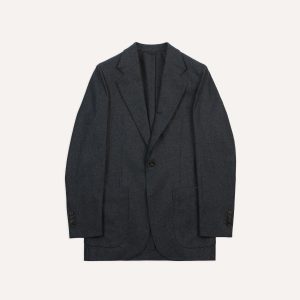 Grey Wool Flannel Tailored Jacket