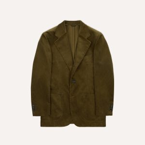 Olive Green Mid-Wale Cotton Corduroy Tailored Jacket