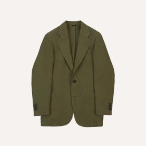 Olive Irish Linen Tailored Jacket
