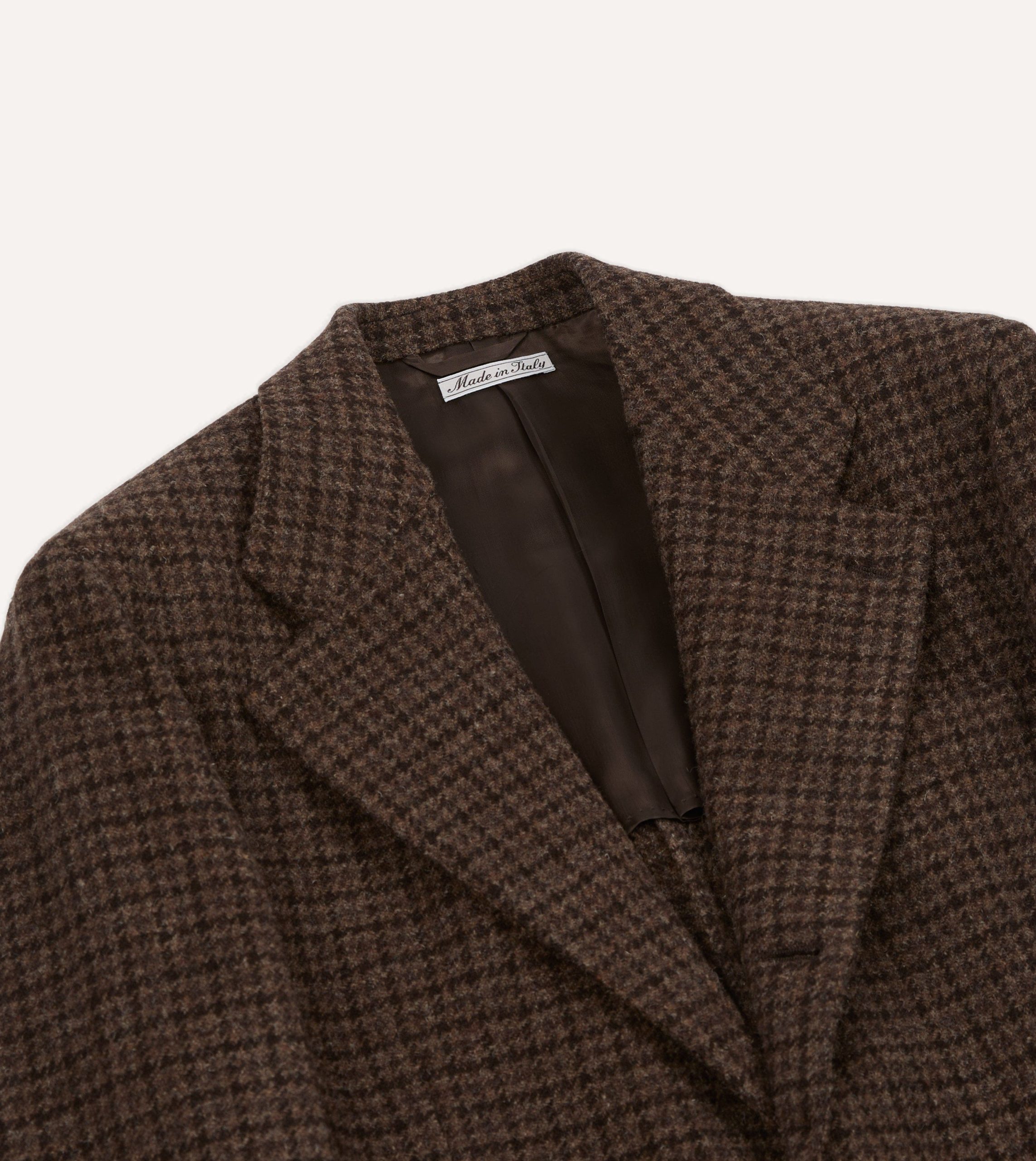 Brown Houndstooth Check Tweed Blazer - Image 3