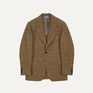 Beige Prince of Wales Check Tweed Blazer