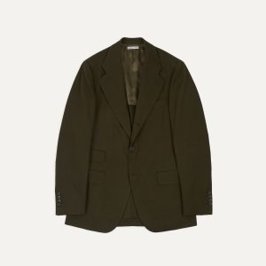 Olive Wool-Cotton Tailored Jacket