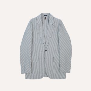 Navy Ticking Stripe Cotton Linen Games Blazer Mk. I
