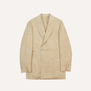 Sand Tussah Silk Double-Breasted Tailored Jacket