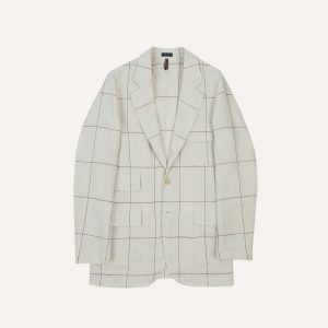 Ecru and Red Windowpane Check Games Blazer Mk. IV