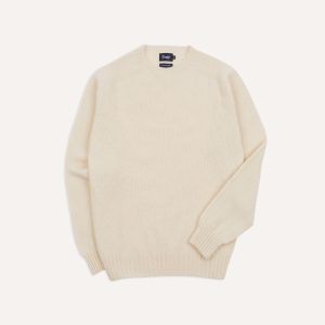 Ecru Brushed Shetland Crew Neck Jumper