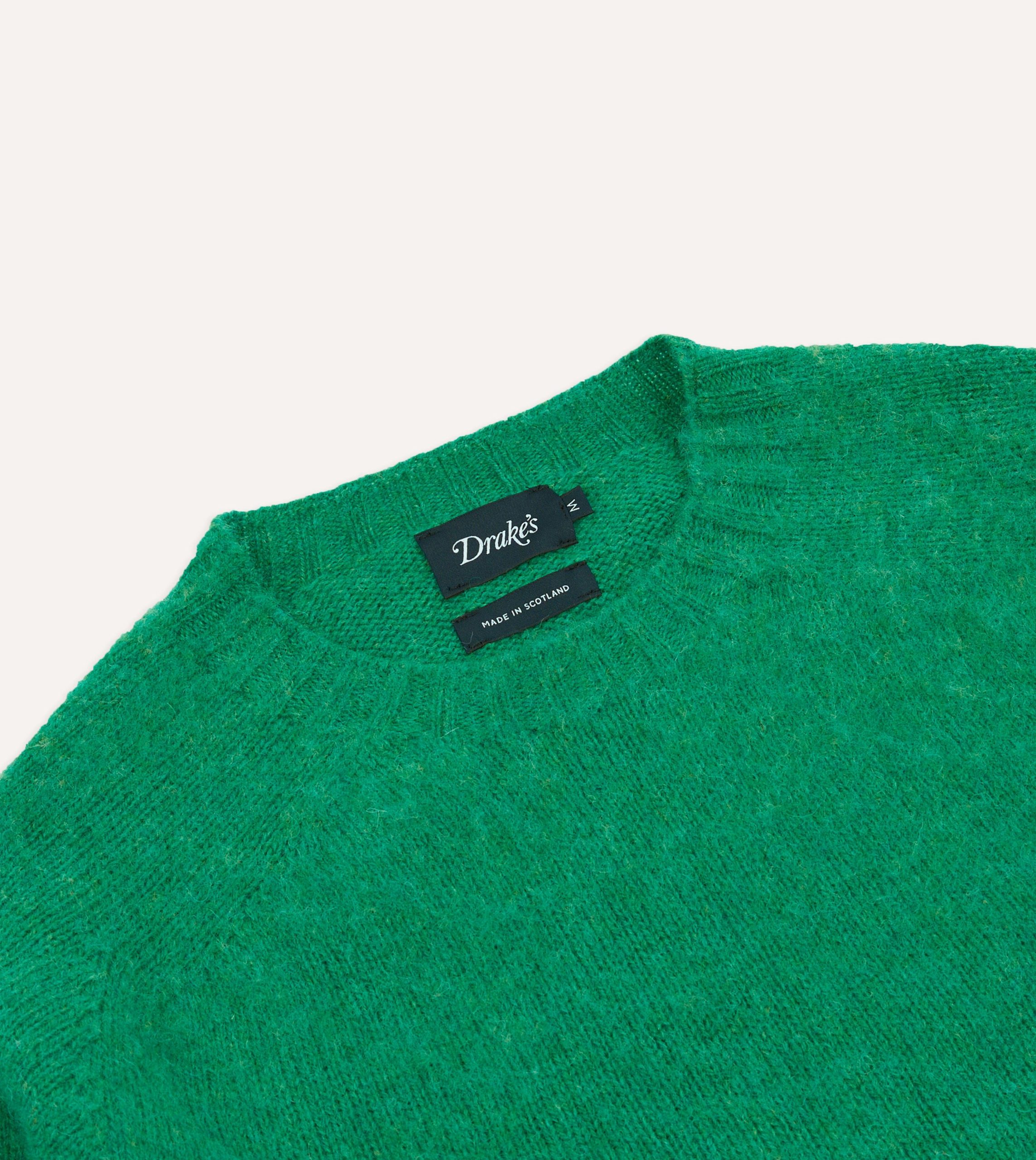 Green Brushed Shetland Crew Neck Jumper - Image 3