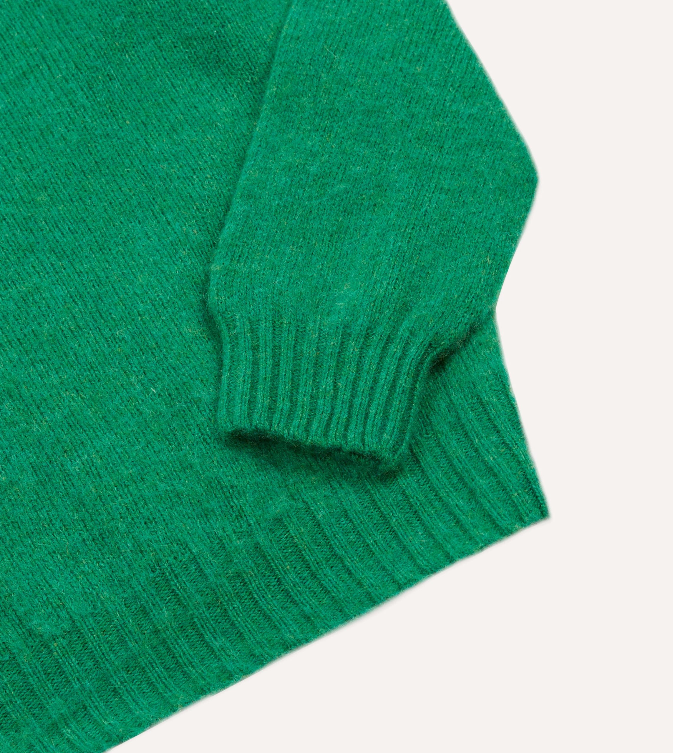 Green Brushed Shetland Crew Neck Jumper - Image 4