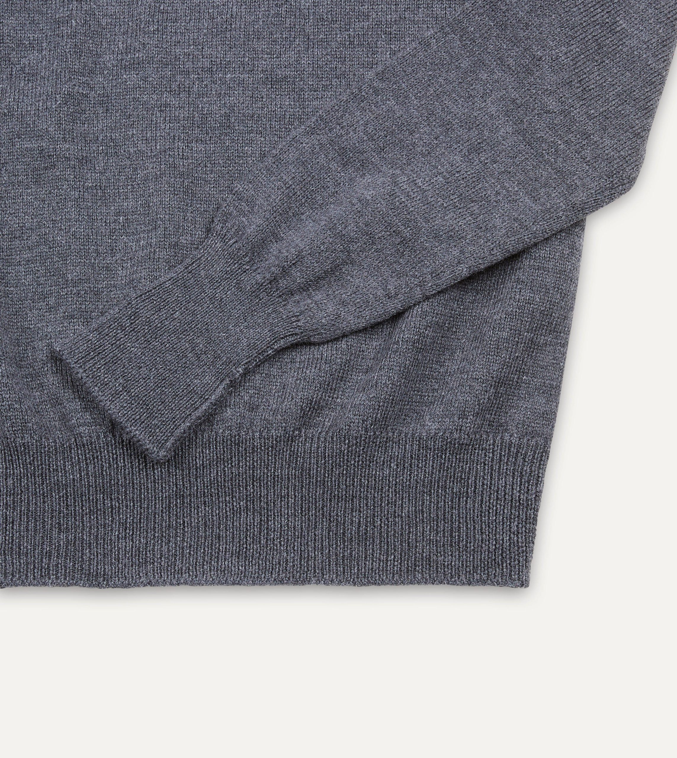 Grey Melange Merino Crew Neck Jumper - Image 5