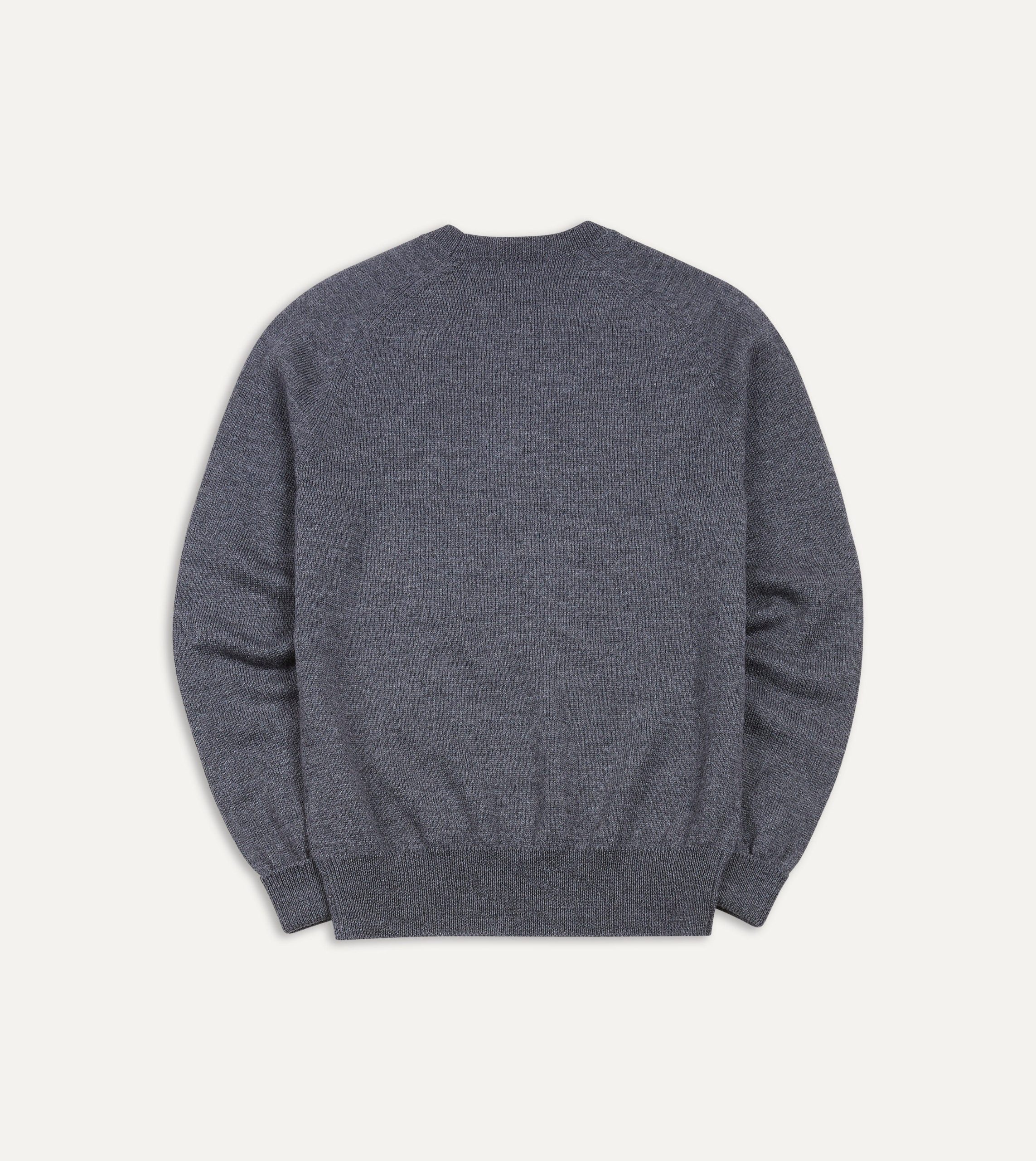 Grey Melange Merino Crew Neck Jumper - Image 4