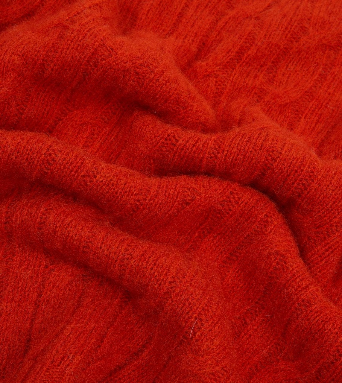Red Brushed Cable Knit Shetland Crew Neck Jumper - Image 2