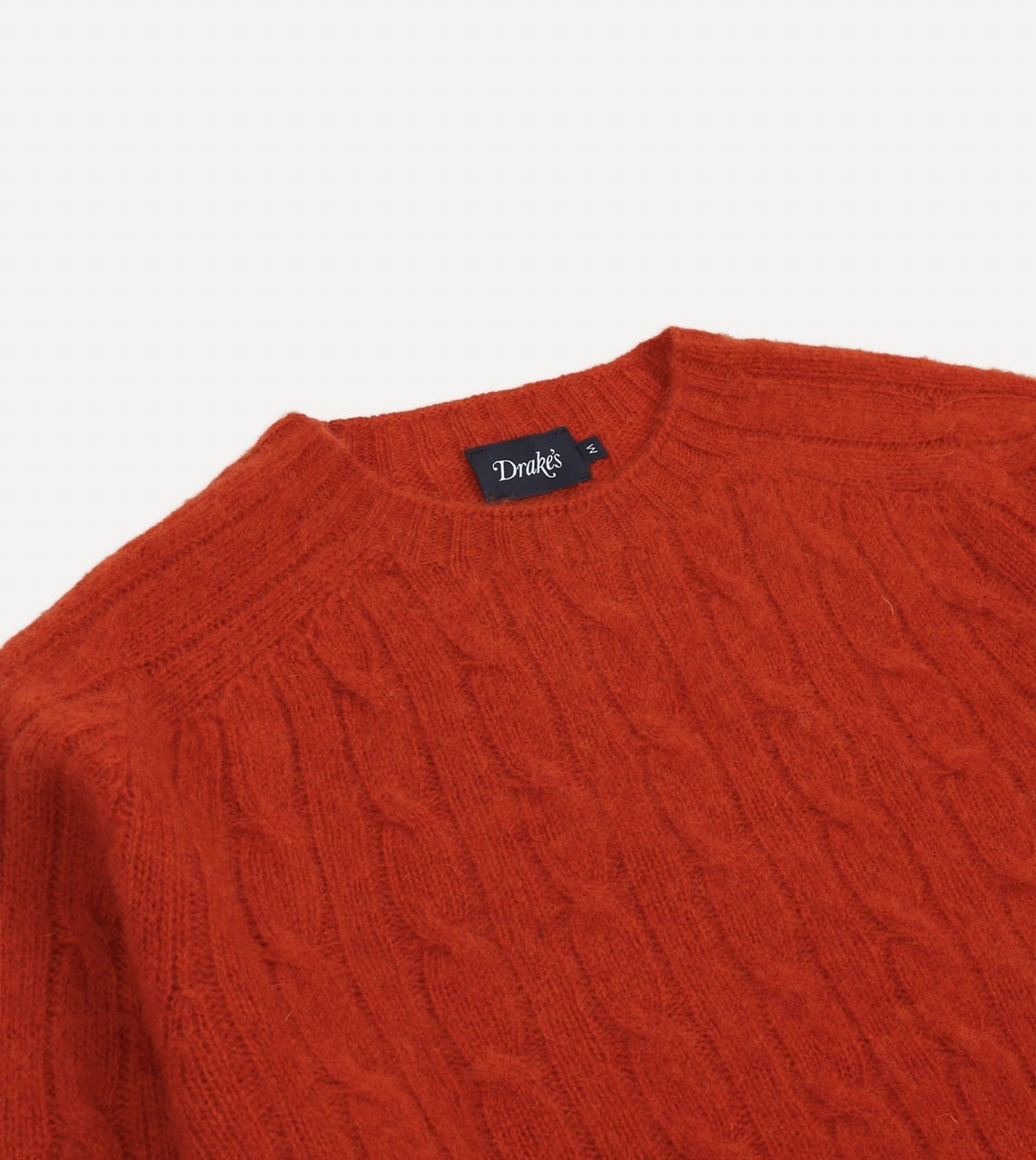 Red Brushed Cable Knit Shetland Crew Neck Jumper - Image 3